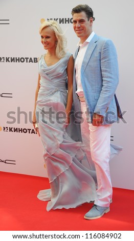 RUSSIA, SOCHI - JUNE 10: Actor Dmitry Dyuzhev with his wife Tatiana at the Open Russian Film Festival \