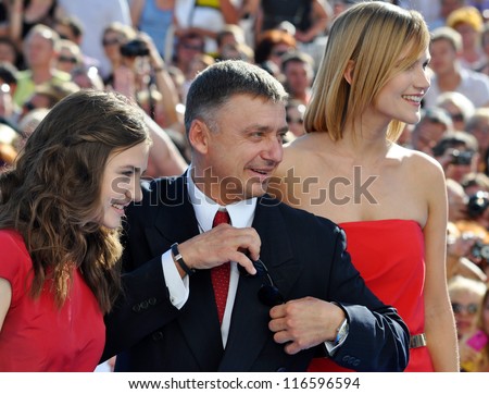 RUSSIA, SOCHI - JUNE 3: Anton Tabakov and his wife and daughter at the Open Russian Film Festival 
