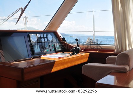 SOCHI, RUSSIA-SEPTEMBER 7: Interior view of the 100-foot yacht Scorpius on September 7, 2011 in Sochi, Russia. This is the first Russian sailing polar expedition to the Antartic.