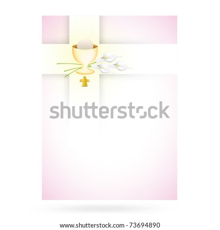 stock vector Pink cross design for first communion