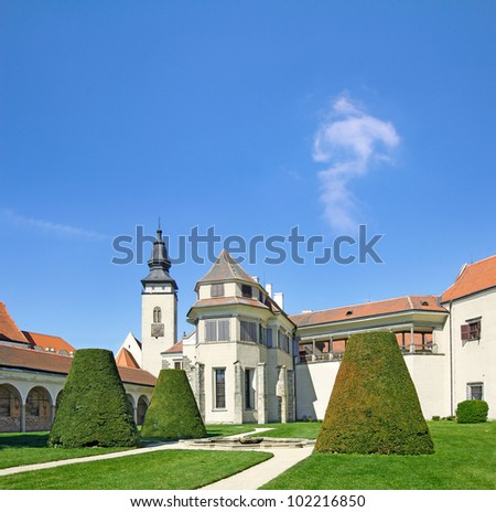 The Telc (Tel?) Chateau ranks among the gems of Moravian Renaissance architecture. Czech Republic, World Heritage Site by UNESCO