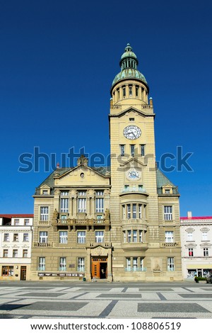 Town Prostejov, Czech Republic - the building of the town hall, erected in 1911 - 1914 according to a project by prof. K. H. Kepka. Designed in the style of Historicism.