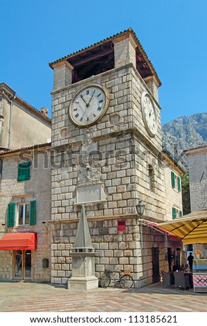 Kotor - Clock tower, Kotor bay (Boka Kotorska), Montenegro, World Heritage Site by UNESCO