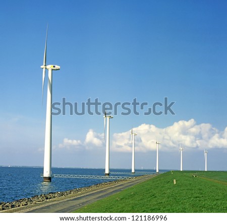 Wind power in the sea, The Netherlands - wind turbine, eco-power
