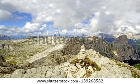 The plateau in the National Park Puez, Puezgruppe, Dolomiti mountain - Italy Europe, UNESCO World Heritage Site