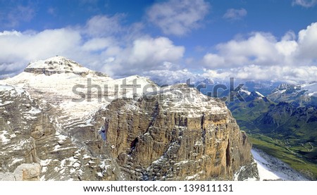 Dolomites moutnain peaks, view to Piz Boe (Piz BoÃ?Â©), Sella, Dolomiti - Italy, Europe, UNESCO World Heritage Site