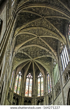BORDEAUX, FRANCE - AUGUST 4: The vault of the main nave of the cathedral of Bordeaux on August 4, 2010. The Church, as part of the Pilgrim's Road to Santiago de Compostela group, UNESCO WH Site.