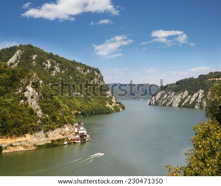 Danube gorge, Danube in Djerdap (Iron gates) national park, Serbia, Romania