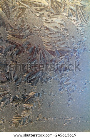 Ice frost on the window - Ice patterns on winter glass, background