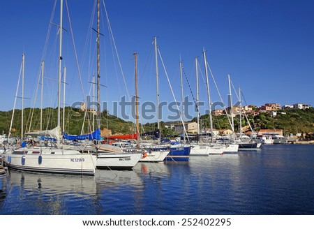 SANTA TERESA DI GALLURA, SARDINIA, ITALY - MAY 13: Yachts anchored at the Marina di Santa Teresa di Gallura on May 13, 2013. North of Sardinia, 