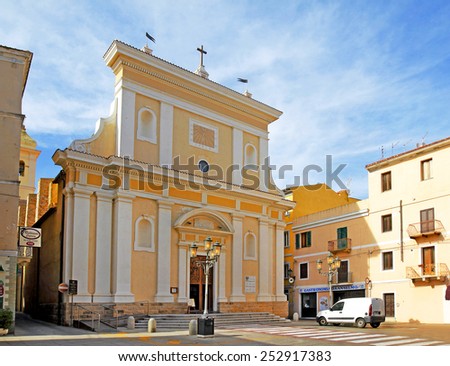 LA MADDALENA, ITALY - MAY 14: Parish church Santa Maria Maddalena on May 14, 2013. Town located on the island with the same name in northern Sardinia in the famous tourist area of Costa Smeralda