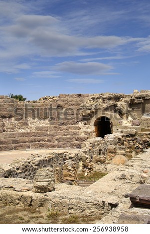 Ancient Sardinian ruins of Nora. An ancient Roman and pre-Roman town placed on a peninsula near Pula, near to Cagliari in Sardinia.