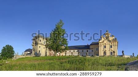 KUKS, CZECH REPUBLIC - JUNE 5, 2015: Kuks Hospital surrounded by masterpieces of European art, sculptures by M. Braun of Virtues and Vices. Kuks is a unique monument of architecture and statuary art.