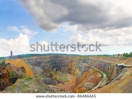 Mining Area of the Great Copper Mountain in Falun, Sweden -  UNESCO World Heritage Site. The are an outstanding example of a technological ensemble with a historical industrial landscape.