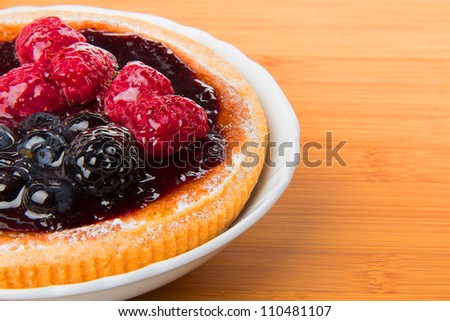 Cake with fruit  on a plate