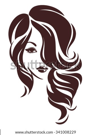 Girl with hair loose, vector logo design