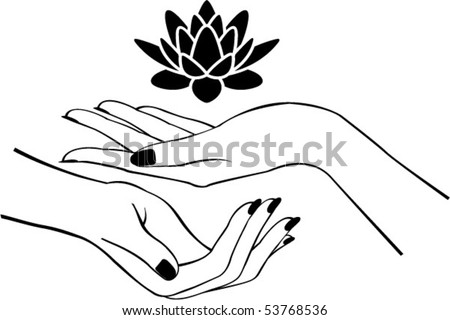 stock vector Hands with lotus
