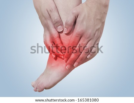 Acute pain in a woman knee. Isolation on a white background. Color Manipulation image to emphasize the pain.