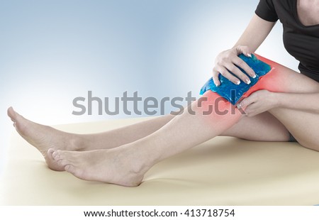 fitness, healthcare and medicine concept - close up of female hands holding knee