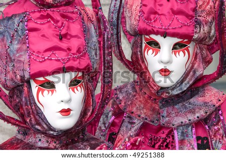 VENICE - FEB. 15: Unidentified persons wear masks at Carnival of Venice Feb. 15, 2007 in Venice. The annual carnival starts two weeks before Ash Wednesday and ends on Shrove Tuesday or Mardi Gras
