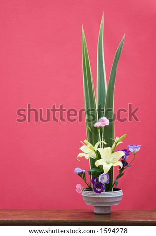 An example of Ikebana, the Japanese art of flower arrangement.
