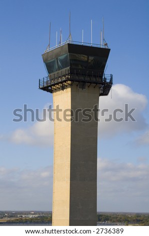 The control tower of an American airport