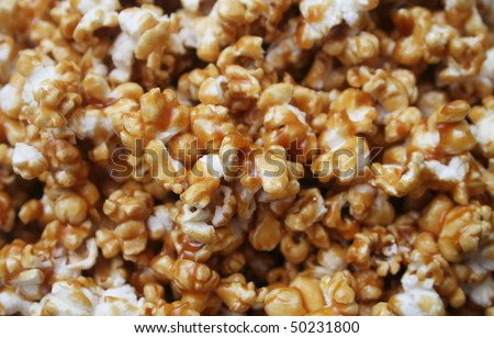 Close up background texture of Caramel Popcorn