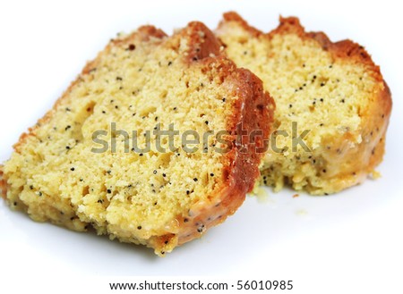 Cakes With Poppy Seed On White Background Lemon Poppy Seed Cake Slices On White Background Stock