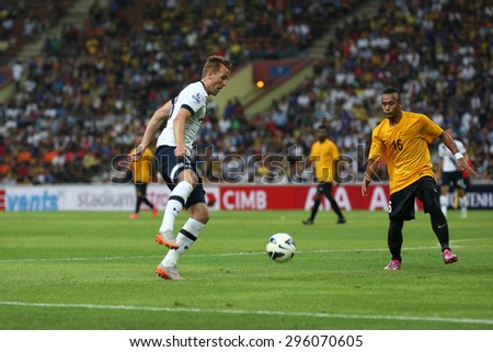 May 27, 2015: England Premier League side Tottenham Hotspur\'s striker Harry Kane (18) dribbles the ball in the friendly match against the Malaysian Team. Tottenham Hotspur is on a Asia-Australia tour.