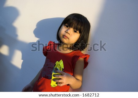 young girl with snacks pack