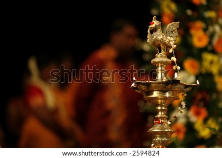 stock photo prayer lights at an Indian wedding
