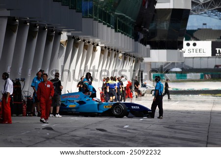 Sepang, MALAYSIA - 21 November: Team India back to the pits at the World A1 GP championship races held in Malaysia. 21 November 2008 in Sepang International Circuit Malaysia.