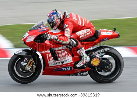 SEPANG, MALAYSIA - OCTOBER 25: Team Ducati Malboro\'s Nicky Hayden in  the 2009 Shell Advance Malaysian Motorcycle GP. October 25, 2009 in Malaysia.