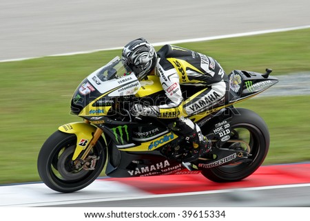 SEPANG, MALAYSIA - OCTOBER 25: Team Monster Yamaha\'s Colin Edwards in  the 2009 Shell Advance Malaysian Motorcycle GP. October 25, 2009 in Malaysia.
