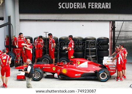 stock photo SEPANG MALAYSIA APRIL 8 Scuderia Ferrari F1 Team pit crew
