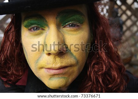 Close up face majician clown circus man