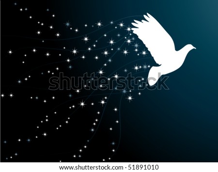 stock vector Pigeon in the star sky