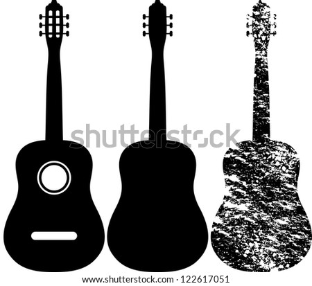 Black Silhouette Of Acoustic Guitar Stock Vector Illustration 122617051