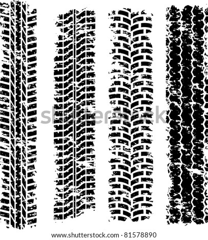 Set Of Four Dirty Tire Tracks Stock Vector Illustration 81578890 