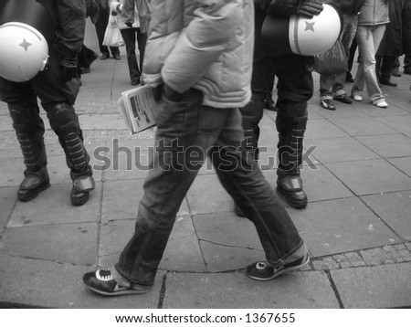 Student protest demonstration (against studying fees) 2005 - Germany - Black and white