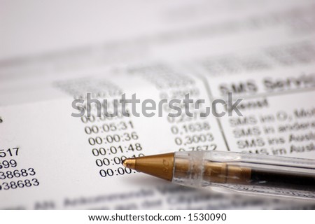 Telephone / Internet  bill with pen