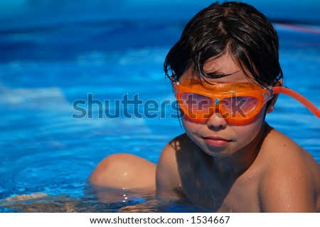 Kid in garden pool