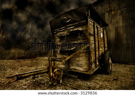 Dramatic scene of an abandoned chariot (sepia)