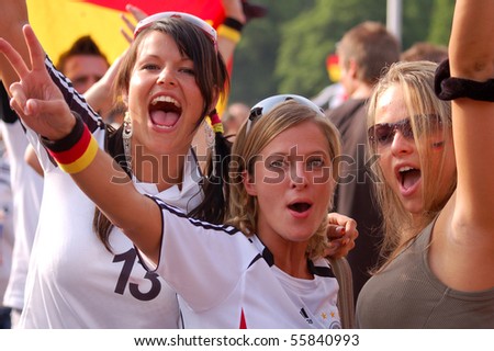 stock photo STUTTGART GERMANY JUNE 17 Worldcup fans celebrating their 