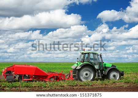 Agricultural machinery for planting and harvesting vegetables on field