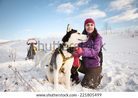 Young woman with siberian husky