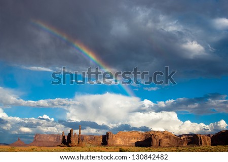 Rainbow over Monument Valley after the storm