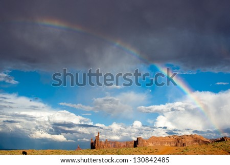 Rainbow after Summer storm at Monument Valley USA