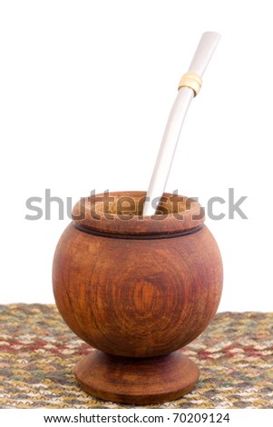 A Wooden Mate Cup With Bomba Bombija, From Argentina. Stock Photo 