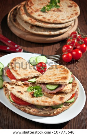 Whole wheat flat bread sandwitches